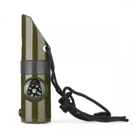 Accesori camping & drumetii - Fluier multifunctional 8 in 1, IdeallStore®, Fluier, Busola, Lanterna, Termometru,10 cm