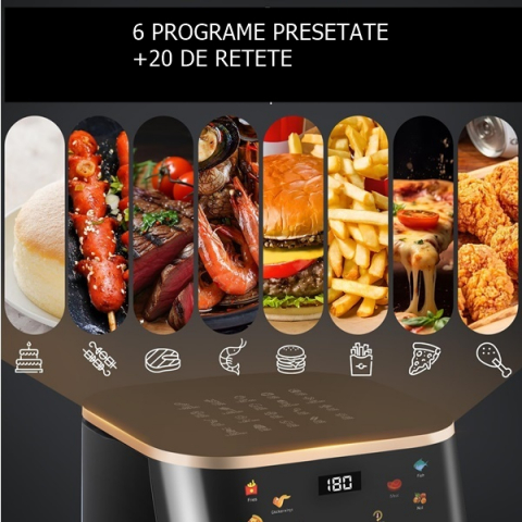 Friteuza cu Aer Cald 10L, Fereastra Vizuala si Ecran Tactil Inteligent, 2400 W [4]