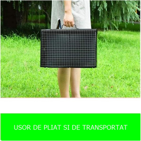 Gratar cu carbune, Portabil, Otel inoxidabil, 35x26x20cm, Negru [7]