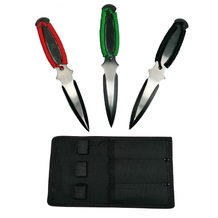 Cutite vanatoare - Set trei cutite de aruncat IdeallStore®, Three Brothers, multicolor, otel inoxidabil, 18.5 cm