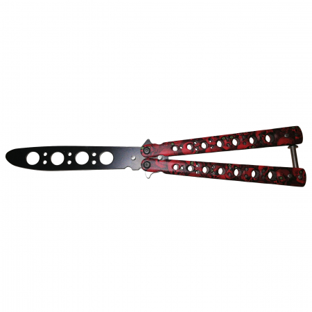 Briceag fluture, Scared Skulls, pentru antrenament, 22 cm, rosu