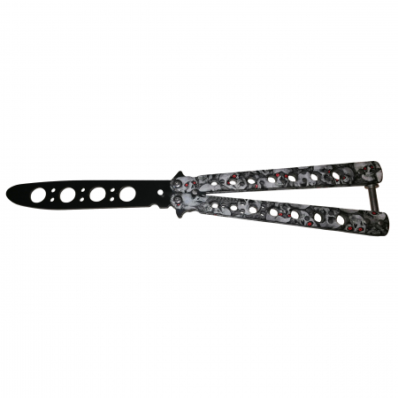 Briceaguri fluture & antrenament - Briceag fluture, Scared Skulls, pentru antrenament, 22 cm, argintiu