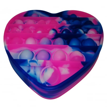 Jucarie antistres, Pop it, silicon, model inima, 13 cm, multicolor [3]