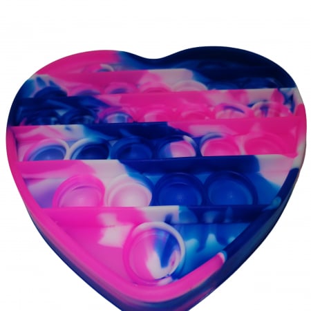 Jucarie antistres, Pop it, silicon, model inima, 13 cm, multicolor [4]