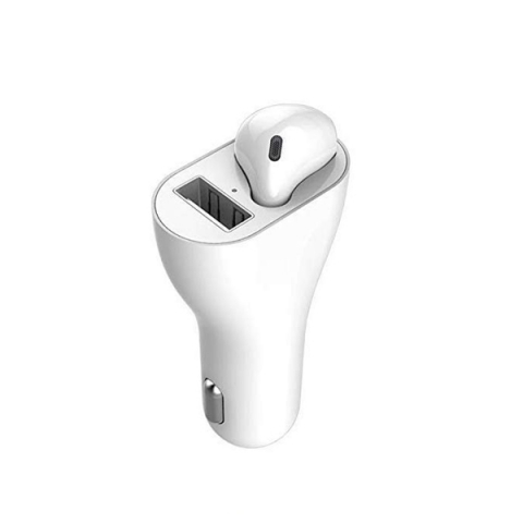 Casti audio telefoane - Incarcator Auto cu Casca Bluetooth 2 in 1, Handsfree, USB 2.1A