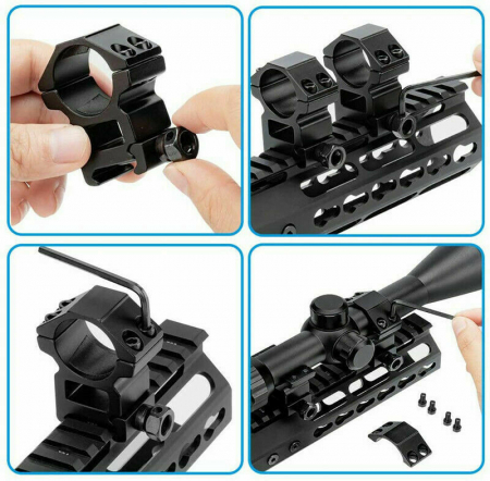 Inele de montura pentru lunete airsoft, 22 mm, metalice, negre [4]
