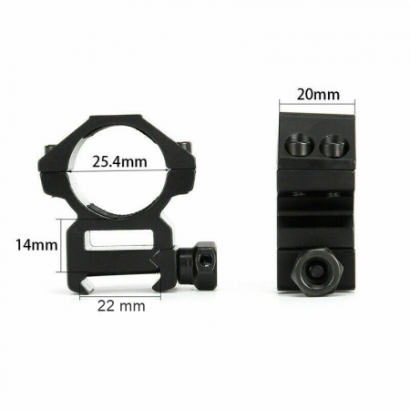 Inele de montura pentru lunete airsoft, 22 mm, metalice, negre [1]
