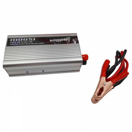 Baterii si acumulatori - Invertor auto IdeallStore®, Netzteil Helfer, 1500 W, metalic, 17 cm, cabluri alimentare incluse
