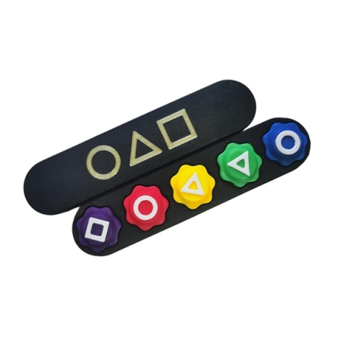 Jucarii antistres - Joc de societate Gonge Gonggi Squid Game set 5 piese multicolor, 3D, 12cm