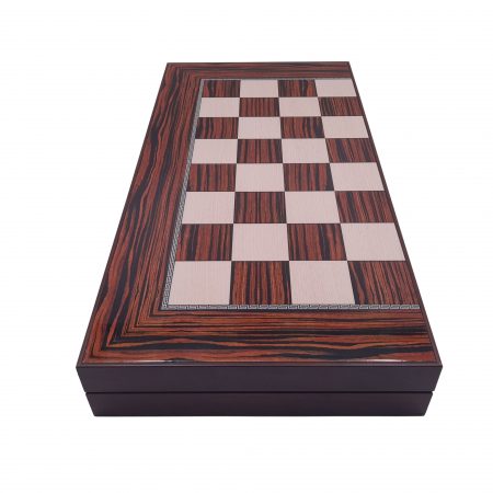 Joc table si dame IdeallStore®, Backgammon Expert, lemn lucios, inchidere magnetica, 48 cm, maro [2]