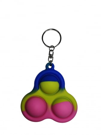 UNIVERSUL COPIILOR - Jucarie antistres, Pop it, breloc, silicon, triunghi, 8 cm, tricolor
