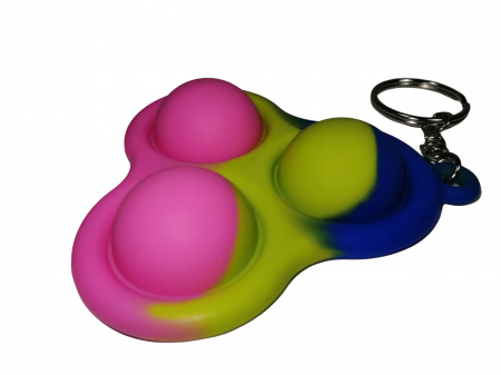 Jucarie antistres, Pop it, breloc, silicon, triunghi, 8 cm, tricolor [4]