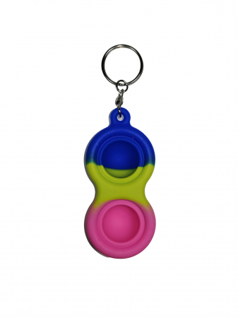 Jucarie antistres, Pop it, tip breloc, silicon, 8 cm, tricolor [1]