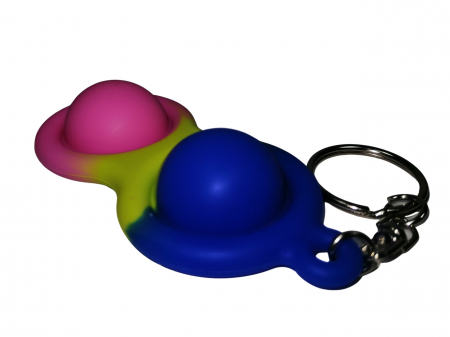 Jucarie antistres, Pop it, tip breloc, silicon, 8 cm, tricolor [4]