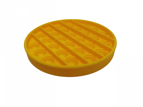 Jucarie antistres, Pop it, silicon, 13 cm, galben, bila marble inclusa [2]