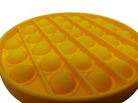 Jucarie antistres, Pop it, silicon, 13 cm, galben, bila marble inclusa [3]