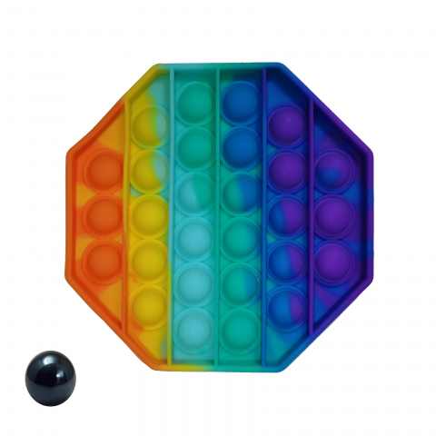 Jucarii antistres - Jucarie antistres, Pop it, silicon, hexagon, 12.5 cm, multicolor, bila inclusa