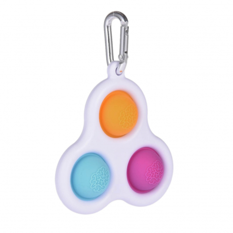 Jucarie antistres, Pop it, tip breloc, model triunghi, 8 cm, multicolor [3]