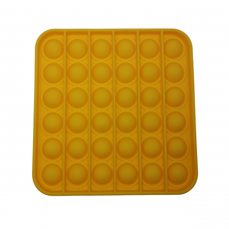 Jucarie antistres, Pop it, silicon, patrat, 12.5 cm, galben [1]