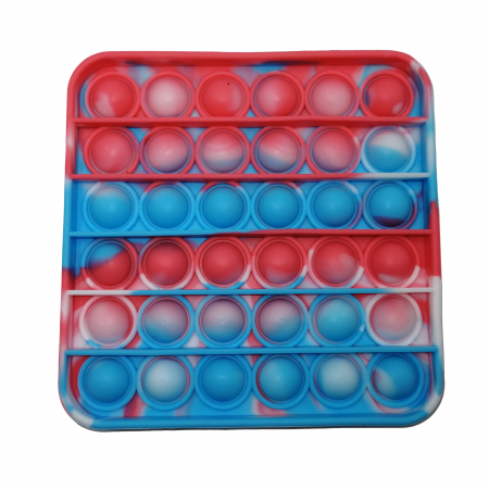 UNIVERSUL COPIILOR - Jucarie antistres, Pop it, silicon, patrat, 12.5 cm, rosu-albastru
