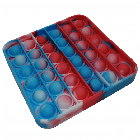Jucarie antistres, Pop it, silicon, patrat, 12.5 cm, rosu-albastru [2]