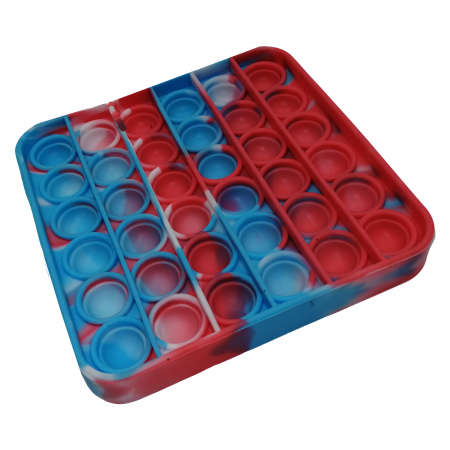 Jucarie antistres, Pop it, silicon, patrat, 12.5 cm, rosu-albastru [3]