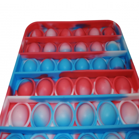 Jucarie antistres, Pop it, silicon, patrat, 12.5 cm, rosu-albastru [4]