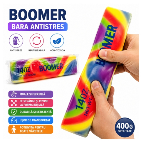Jucărie Antistres Squishy Boomer Rainbow  DEPOX®, 400 g, multicolor [1]