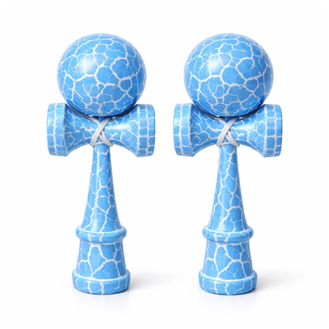 Jucarii antistres - Set de doua Kendama X Originala, Profesionala, DEPOX®, Cracked, Lemn, 18 cm, Albastru/Alb