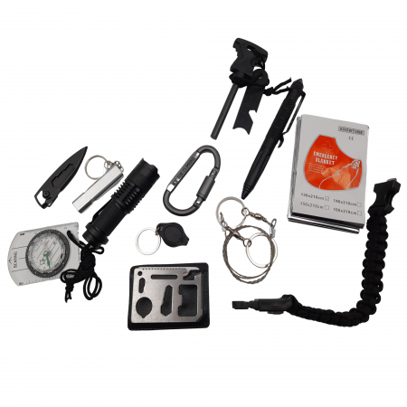 Kit supravietuire IdeallStore®, True Saviour, 13 elemente multifunctionale, negru [1]