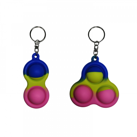 Jucarii antistres - Set jucarii antistres, Pop it, breloc, silicon, 8 cm, tricolor