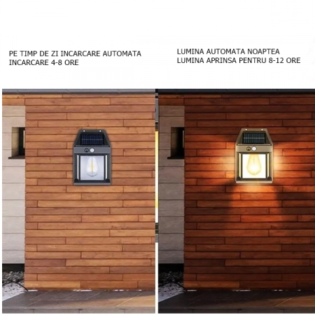 Lampa solara de exterior,IdeallStore®, senzor de miscare si 3 moduri de lumina , 17 cm [3]