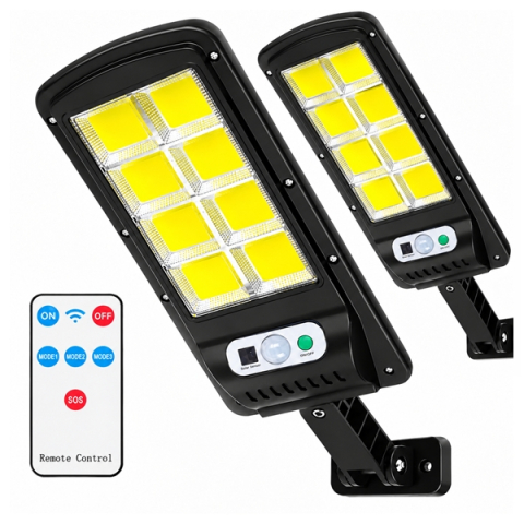 Set de 3 lămpi solare stradale LED DEPOX®, cu senzori de mișcare și lumină, telecomenzi, IP65, negru [6]