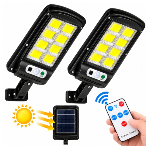 Set de 3 lămpi solare stradale LED DEPOX®, cu senzori de mișcare și lumină, telecomenzi, IP65, negru [5]