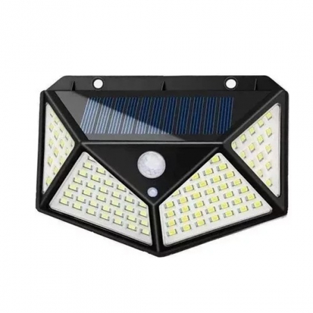 Lampa solara de perete IdeallStore®, Bright Night, 100 LEDuri, senzor de miscare, plastic, negru [1]
