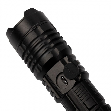 Lanterna de supravietuire IdeallStore®, Gefahrenhelfer, metalica, LED, USB, zoom, negru [11]