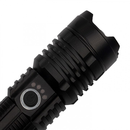 Lanterna de supravietuire IdeallStore®, Gefahrenhelfer, metalica, LED, USB, zoom, negru [10]