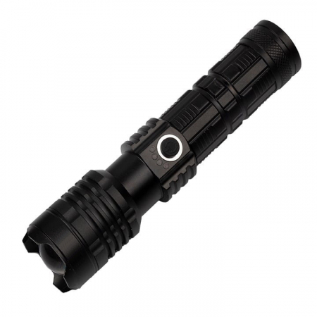 Lanterne - Lanterna de supravietuire IdeallStore®, Gefahrenhelfer, metalica, LED, USB, zoom, negru
