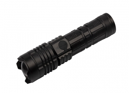 Lanterna de supravietuire IdeallStore®, Gefahrenhelfer, metalica, LED, USB, zoom, negru [8]