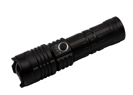 Lanterna de supravietuire IdeallStore®, Gefahrenhelfer, metalica, LED, USB, zoom, negru [5]