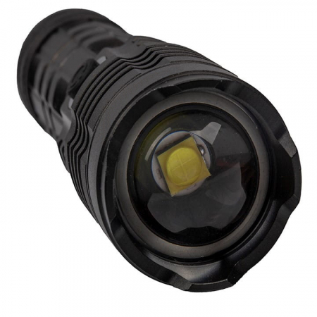 Lanterna de supravietuire IdeallStore®, Gefahrenhelfer, metalica, LED, USB, zoom, negru [9]