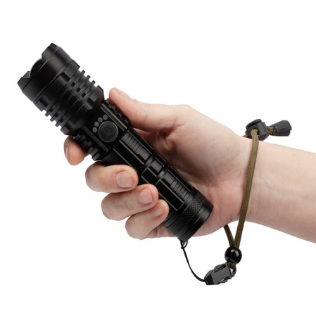 Lanterna de supravietuire IdeallStore®, Gefahrenhelfer, metalica, LED, USB, zoom, negru [2]