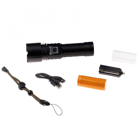 Lanterna de supravietuire IdeallStore®, Unmittelbare Rettung, metalica, LED, USB, zoom, negru [10]