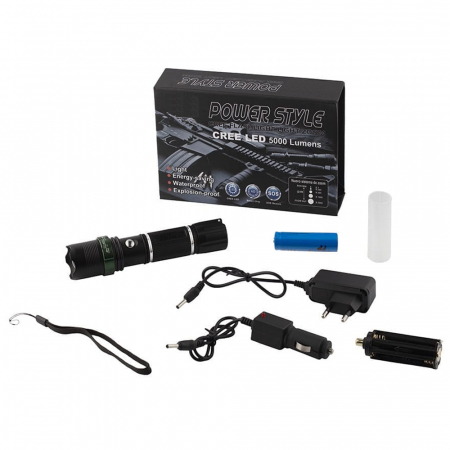Lanterna UV IdeallStore®, Power Style, 5000 lumeni, doua diade, functie zoom, full metalic, 15 cm [0]