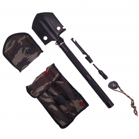Accesori camping & drumetii - Lopata multifunctionala IdeallStore®, Camper Society, 8 in 1, otel inoxidabil, 47 cm, negru