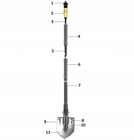 Lopata multifunctionala IdeallStore®, Outdoor Master, 8 in 1, otel inoxidabil, 76 cm, negru [14]