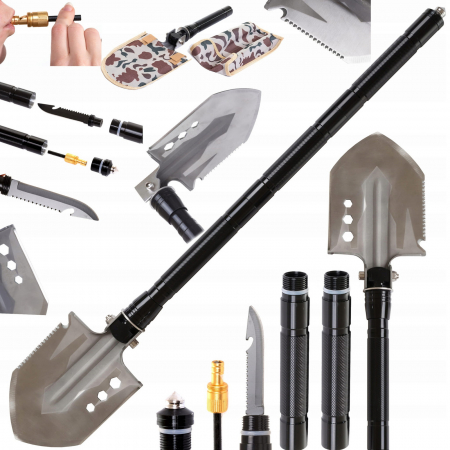 Lopata multifunctionala IdeallStore®, Outdoor Master, 8 in 1, otel inoxidabil, 76 cm, negru [8]