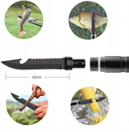 Lopata multifunctionala IdeallStore®, Outdoor Master, 8 in 1, otel inoxidabil, 76 cm, negru [19]