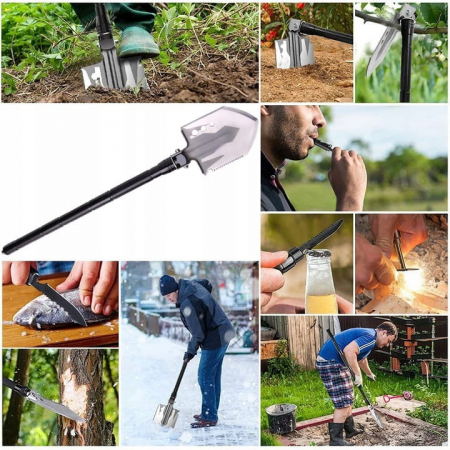 Lopata multifunctionala IdeallStore®, Outdoor Master, 8 in 1, otel inoxidabil, 76 cm, negru [25]
