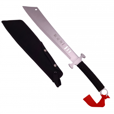 Sabii & Macete - Maceta de vanatoare, Asian Level, 57 cm, otel inoxidabil, teaca inclusa, argintiu